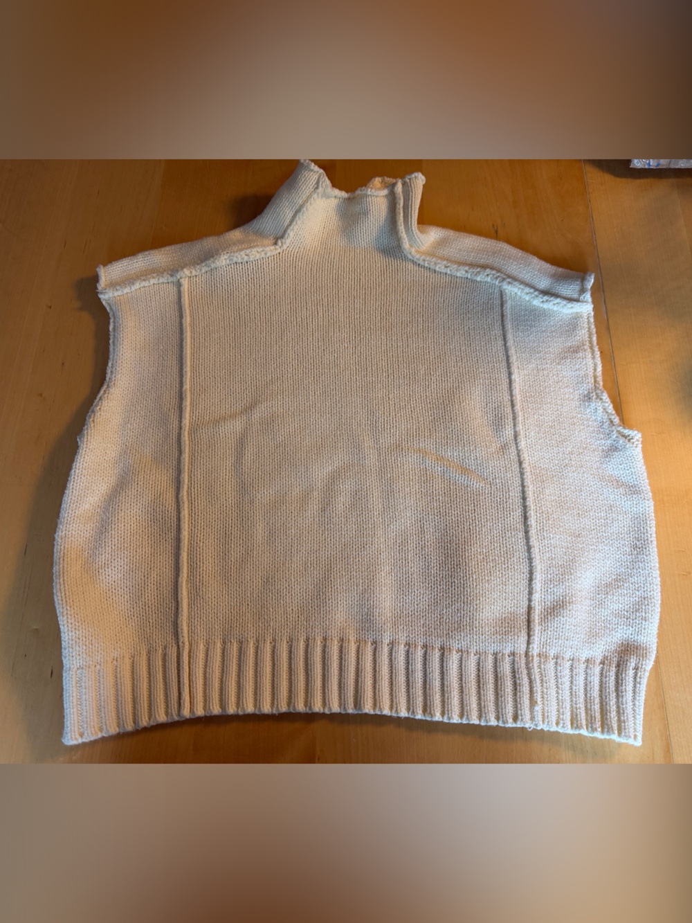 Cream Sleeveless Turtleneck Sweater Vest - Women's